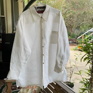 Liz Claiborne l/s white linen shirt Size 16